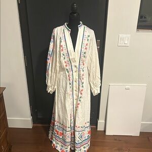 Embroidered White Maxi Dress